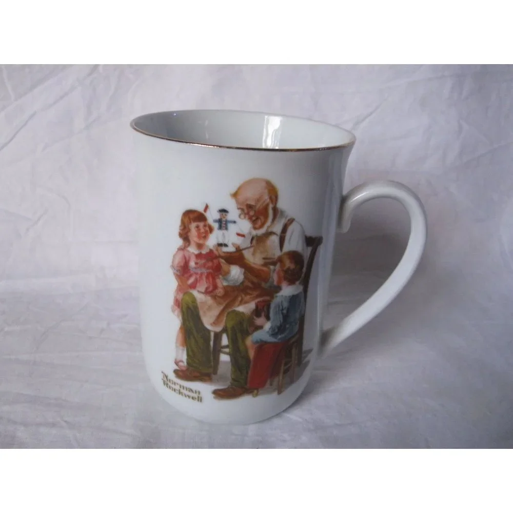 Collectible Norman Rockwell‎ The Toymaker Coffee Cup/Mug 1982 Gold Rimmed Seal!